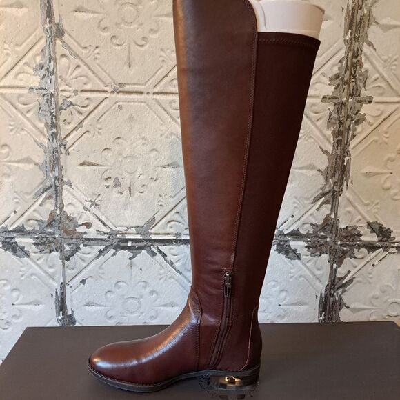 Vince Camuto Knee High Leather Upper Strappy Riding Boots Brown Color - NWT -5.5 - Picture 5 of 8